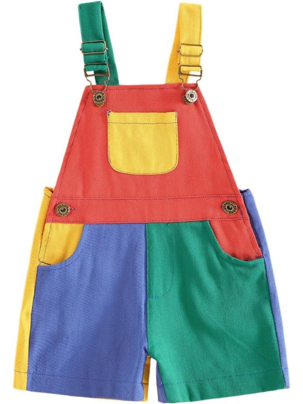 Adorable Toddler Contrast Color Overalls Shorts for Boys & Girls - Cute Summer